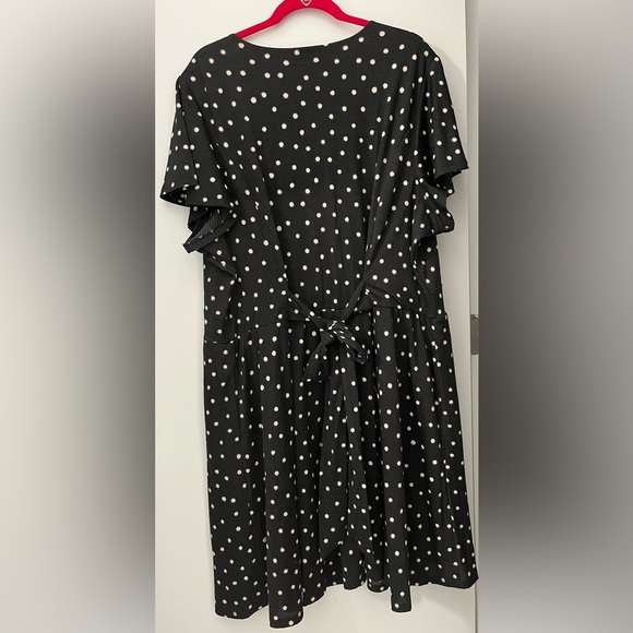 Lane Bryant Belted Dress Pockets Black Polka Dot 26/28 - Picture 3 of 4